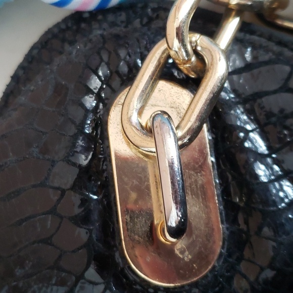 Michael Kors Patent Python Embossed Leather Chain Tote Bag - Picture 10 of 11